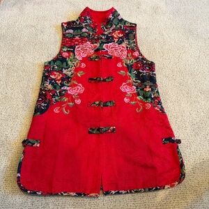 Elegant Floral Red Women's Vest